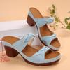 Повседневные шлепанцы с круглым носком и задним ремешком Женские 2025 Лето Квадратный высокий каблук Обувь Женская Элегантная Смешанные цвета Удобные шлепанцы