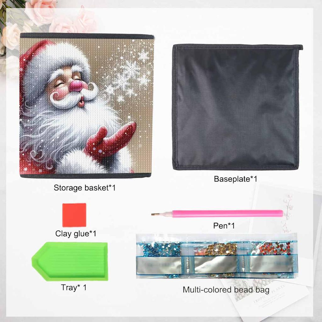 Дед Мороз, дующий снежинками, 5D алмазная живопись, корзина для хранения, полная круглая выкладка, мозаика, алмазная вышивка, наборы для вышивания крестом, домашний декор, домашний декор