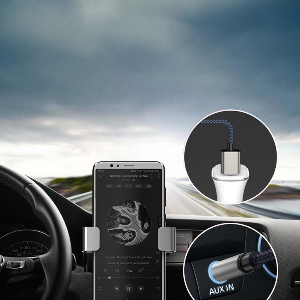 Кабель Type-C длиной 120 см/3,9 фута, кабель AUX 3,5 мм, 2-в-1, аудиокабель для зарядки, поддержка автомобильной стереосистемы/динамиков/гарнитуры