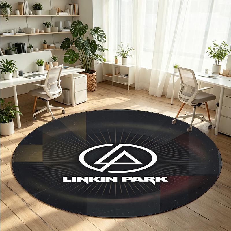 Linkin Park Printed Round Crystal Velvet Rug Soft Non Slip Floor Carpet For Bedroom Holiday Gift
