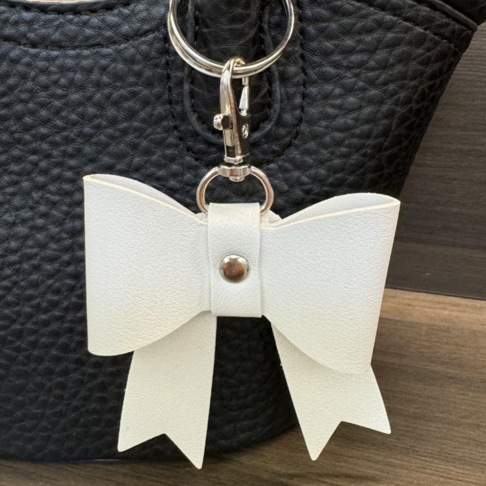 Trendy Pu Key Chain Luxury Bag Pendant Creative Bowknot Leather Keyring  Backpack Decor