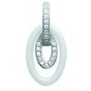 [L1156] - Silver Pendant 'Sissi' White (ceramic) Silver (rhodium Plated) - 16x11 Mm
