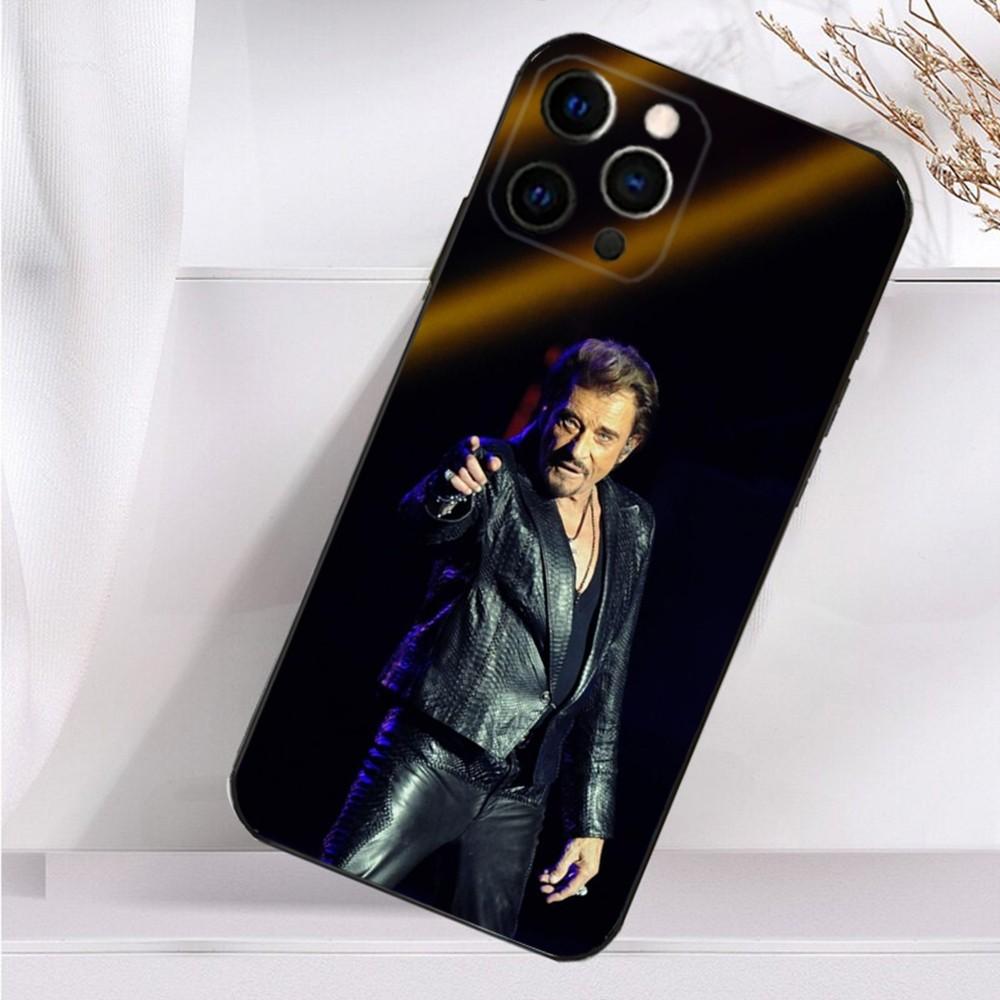 Чехол для iPhone 16,15,14,13,12,11 Plus,Pro Max,XS,X,XR,SE,Mini,8,7 Певец J-Johnny H-Hallyday Мягкий силиконовый черный чехол