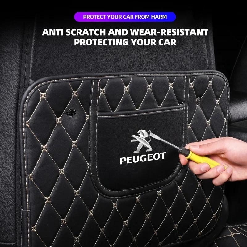 2026 Hot Car Sticker New PU Leather Car Anti-Kick Mats Car Seat Back Protector Cover For Peugeot 206 208 306 307 308 407 408 508