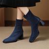 Модные новые осенне-зимние женские ботинки с квадратным носком, женские модные ботинки, женские универсальные ботильоны на высоком каблуке, облегающие ботинки