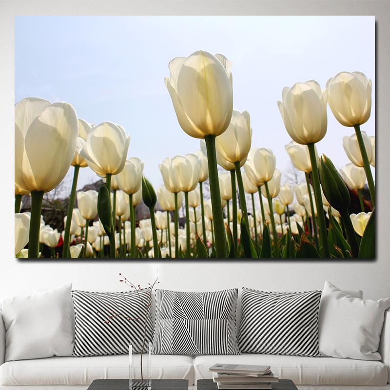 Красные поля тюльпанов, настенные картины, холст, живопись, цветочные полевые постеры и принты, цветочный пейзаж, настенное искусство для декора гостиной