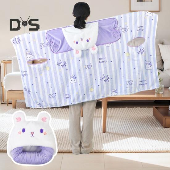 Ворсовый платок, одеяло с капюшоном, ветрозащитное, носимое одеяло, U-образная подушка для хранения, складная, переносная, с капюшоном