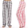 Женские домашние брюки с эластичной резинкой на талии, повседневные широкие брюки с клетчатым принтом, свободные брюки для отдыха