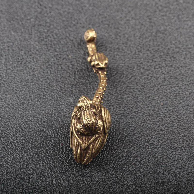 Retro Bronze Mother And Child FrogLotus Zen Ornaments Pure Copper Animal Miniature Tea Pet Home Decoration Accessories