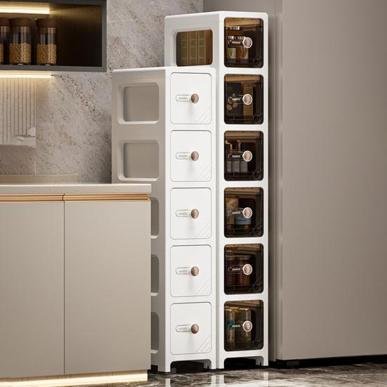 Узкий комод-шкаф для ванной комнаты с множеством ящиков, узкий комод для прачечной, спальни и небольших помещений.