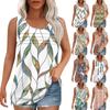 Tank Top For Women Summer Outfits Sleeveless Print Blouses Casual Loose Shirts Scooped Neck Pleated Front