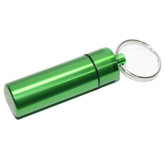 Portable Sealed Jar Keychain Screw Lid Aluminum Alloy Waterproof Flat Bottom Hanging Mini Tablet Pill Storage Bottle Container Holder Key Ring