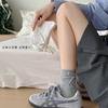 1 Pair Japanese Grey Bow 3D  Bear Calf Socks Kawaii Vintage Seamless Pile Loose Socks for Girl Spring Summer Thin Casual  Socks