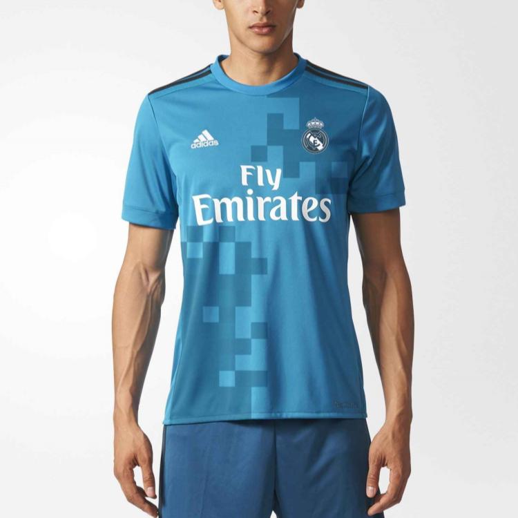 Adidas Реал Мадрид 2017-18 Модная футболка с круглым вырезом, мягкая спортивная, с коротким рукавом, футбольная, мужская, топы BR3539