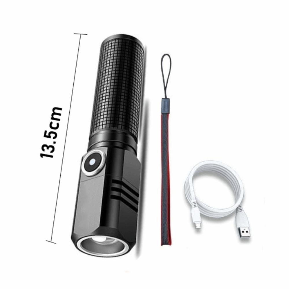 10000LM Mini Powerful LED Flashlight Super Bright 3 Modes USB Torch Lamp Flashlight Rechargeable Zoom Emergency Work Light