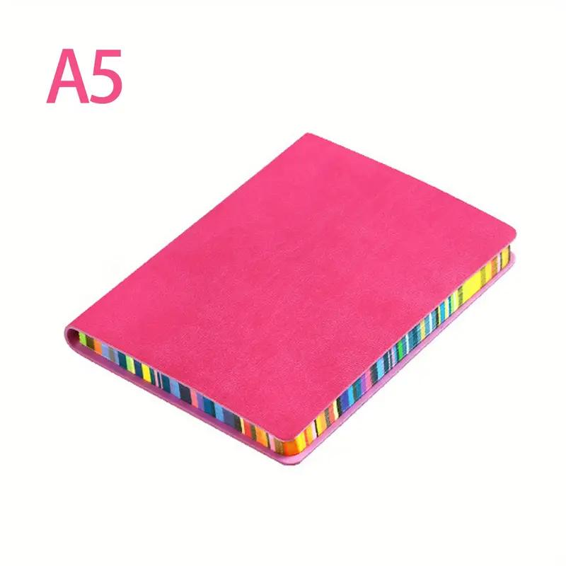 1pc A5/A6 Cute Notebook With Rainbow Border 200page Lined Papers For Student Record Drawing Excerpt School Office Supplies