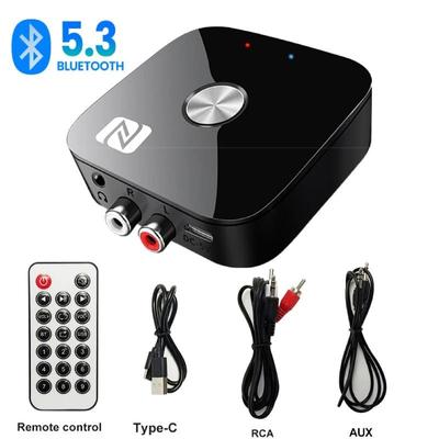 Kebidu NFC Bluetooth 5.3 Аудиоприемник-передатчик Адаптер HD 3,5-мм разъем Aux Stereo с дистанционным управлением TF U-Disk Беспроводной адаптер для автомобильных наушников с динамиком