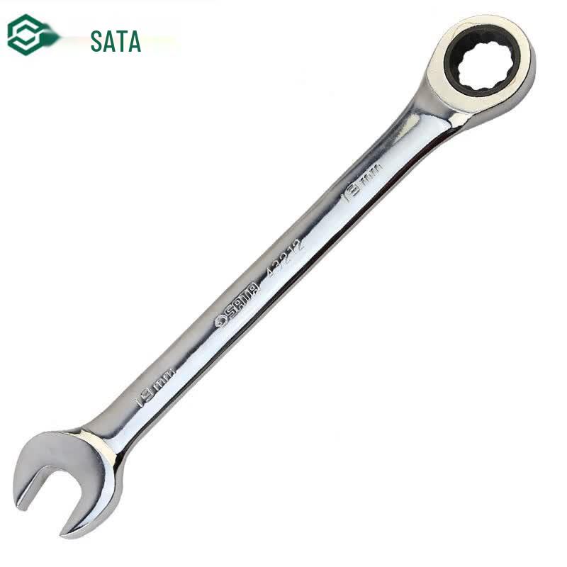 SATA 43209 Полностью полированный комбинированный трещоточный ключ