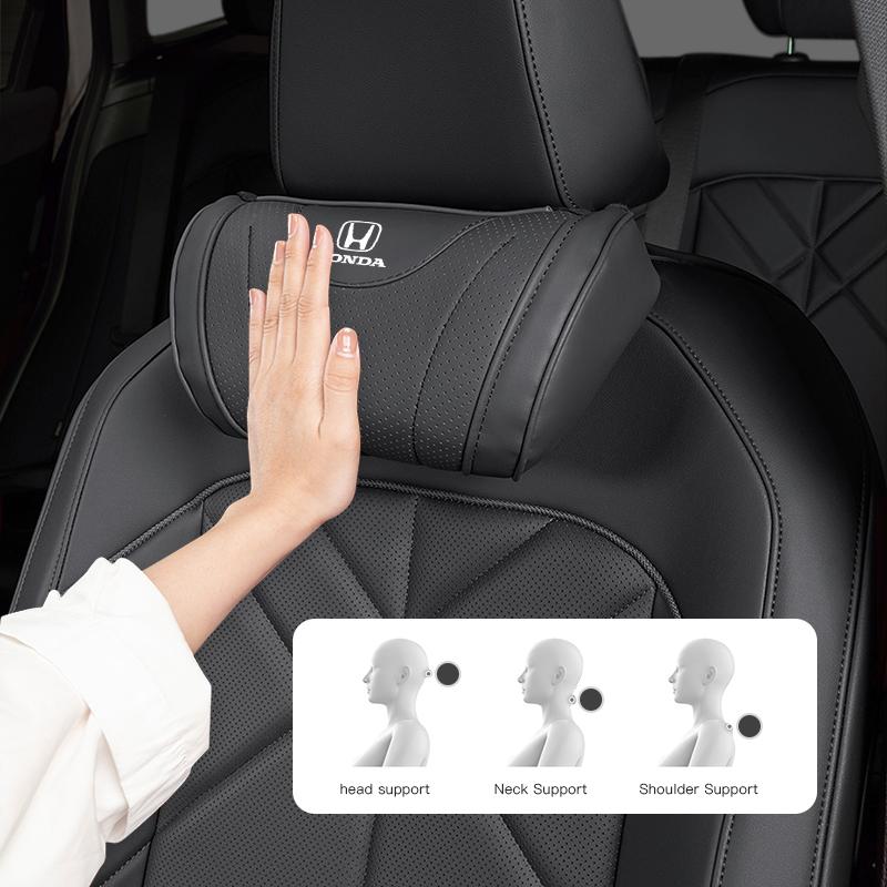 Honda Car Seat Headrest Auto Logo Neck Pillow For Honda 5th Vezel Civic FIT CRV Insight Accord Jazz HRV Stepwgn Pilot City CRX EC5
