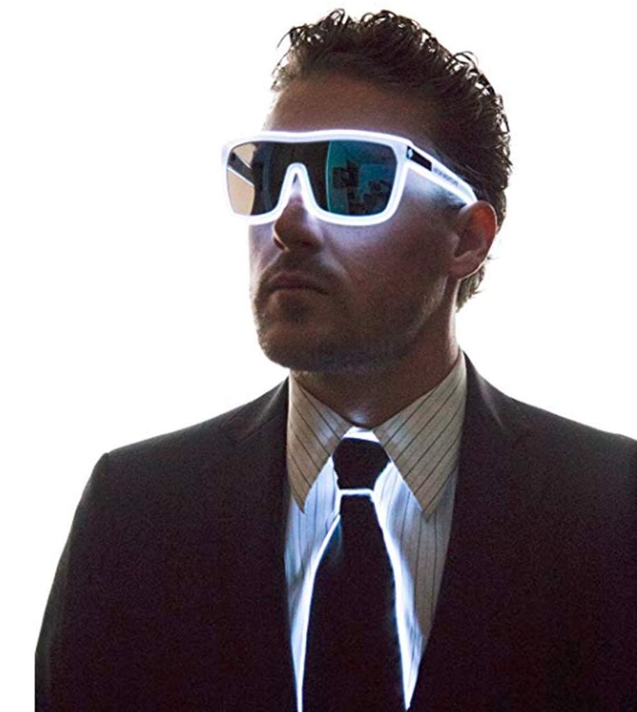 LED Light Up Tie, Glowing Tie, Light Up Tie, Luminous LED Tie, Adjustable Flashing LED Light Up Tie, Funny Light Up Tie for Men, Novelty Tie (White)