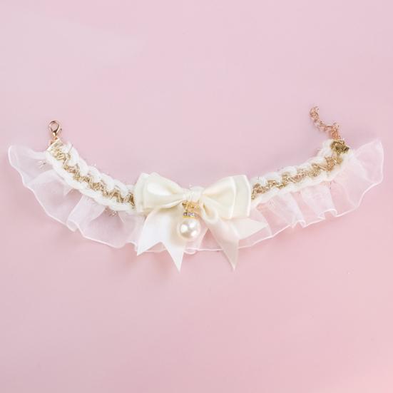 Показать уникальный шарм, привлекательный отличный дизайн с застежкой-лобстером, ошейник для домашних животных с бантом и подвеской из искусственного жемчуга в виде кошки