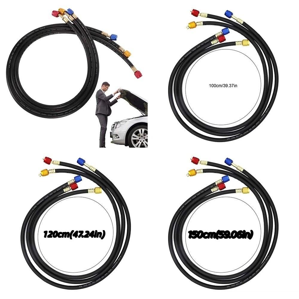 Rubber Charging Hose Set Fluoridation Detection SAE Standard Refrigerant Charging Hoses 4000psi Burst Pressure