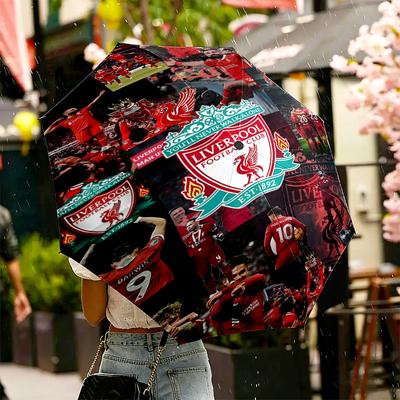 Зонт Liverpool F.C. с принтом, автоматическое открытие/закрытие - Портативный складной дизайн - Для ежедневного использования, путешествий/на улице - Подарок на день рождения