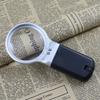3X Folding Lamp Loupe Magnifier Reading Portable Handheld Illuminated Magnifying Glass with 2 LED Lights for Newspaper