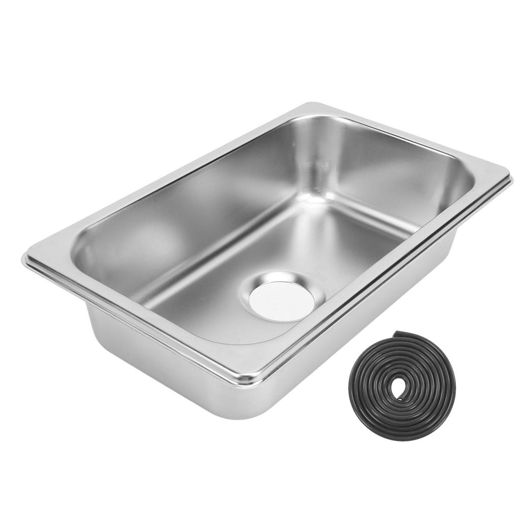 RV 304 Stainless Steel Sink, Rectangular Hand Wash Sink for Kitchen, Boat, Caravan, or Yacht, with 40mm Drain (Polished Drawing GR-1465)