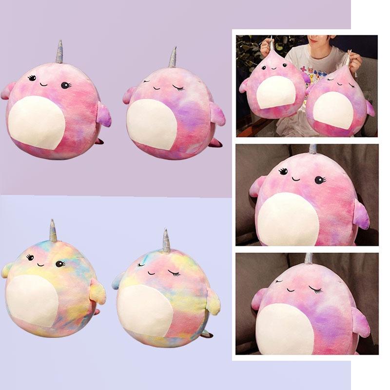 Squishmallow Мультяшная Подушка-Кит Плюшевая Игрушка Коллекционная Из Эластичного Кристального Вельвета Фиолетовая/лавандовая Маленький/большой Размер Набивка ПП Хлопком