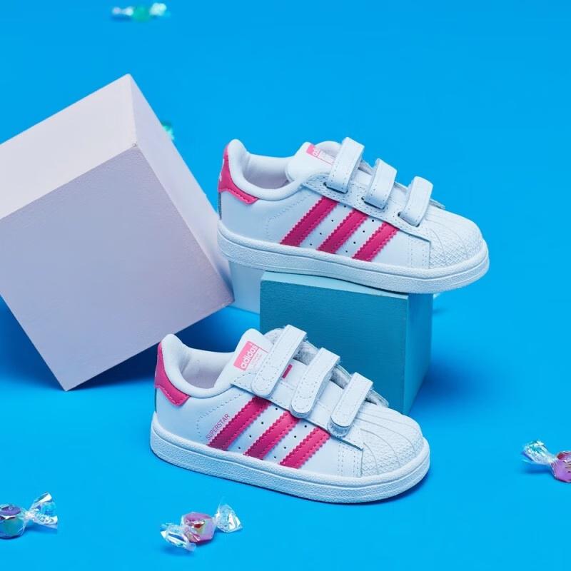 adidas Оригинальные кроссовки SUPERSTAR Низкие для малышей Розово-белые для младенцев и малышей CG6638