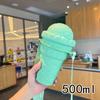 500ML Ice Cream Shape Drinking Water Bottle Drinking Straws Plastic for Adult Kids Cute Water Cup with Straw Rope Drinking Jug