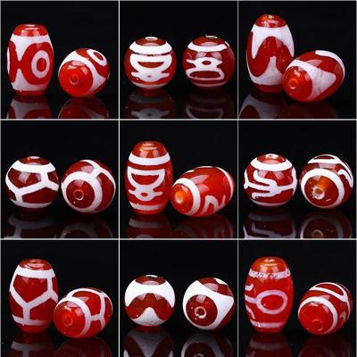 Тибетский агат Хунхун Мясо Круглые Бусины Дзи со свастикой, Антикварная выветренная текстура для браслетов и ожерелий своими руками