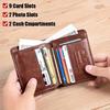1pc Men's Leather Wallet, Minimalist Vertical Short Business 3 Fold  Credit Card Holder