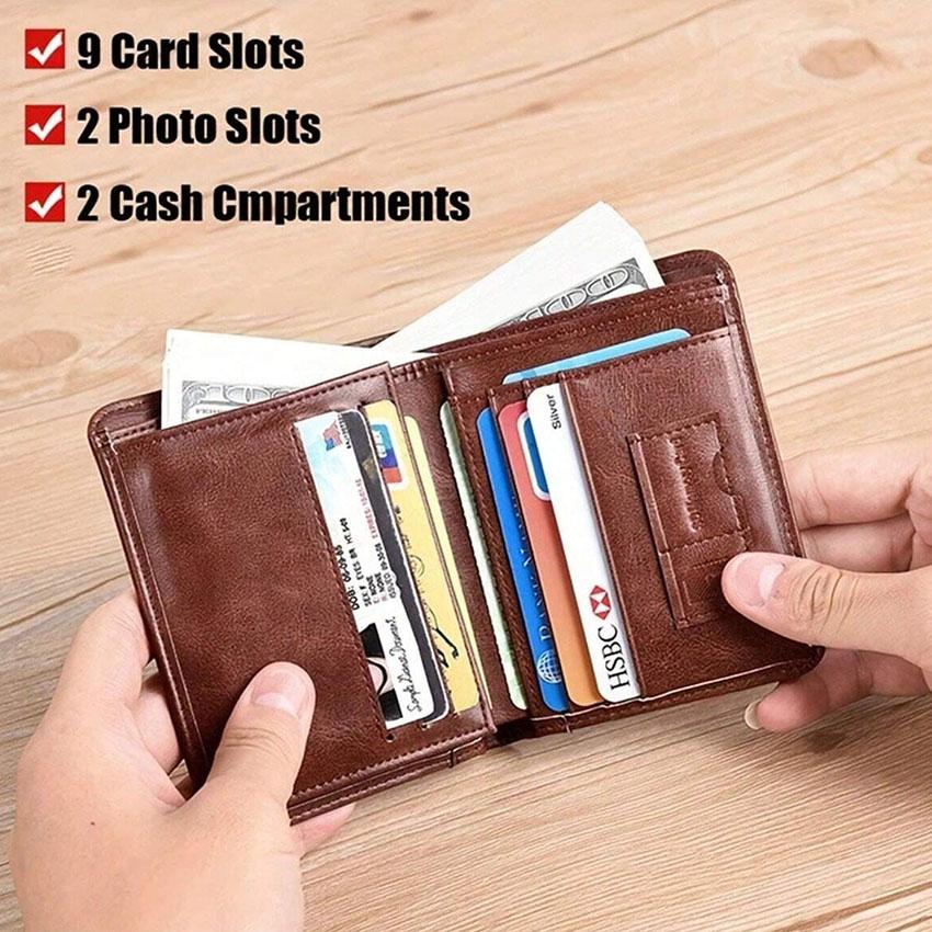 1pc Men's Leather Wallet, Minimalist Vertical Short Business 3 Fold  Credit Card Holder