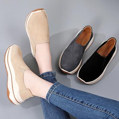 Женские лоферы на платформе, мокасины, повседневные слипоны, толстая подошва, увеличение роста, обувь для тряски для мамы, большие размеры