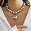 Big CCB Ball Beaded Chain and Heart Pendant Necklace for Women Trendy Choker Collar on the Neck Accessories 2026 Fashion Jewelry