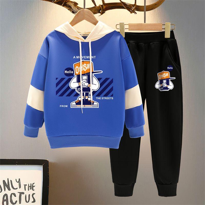 Костюм из двух частей для мальчиков, весенне-осенний детский спортивный модный свитер с длинными рукавами + леггинсы, костюм из двух частей для мальчиков