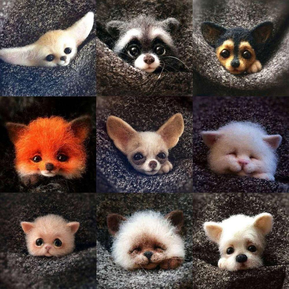 Cartoon Felt Toy Gift Handmade Material Kit Animal Wool Felting Wool Doll Brooch Needle Felting Kit