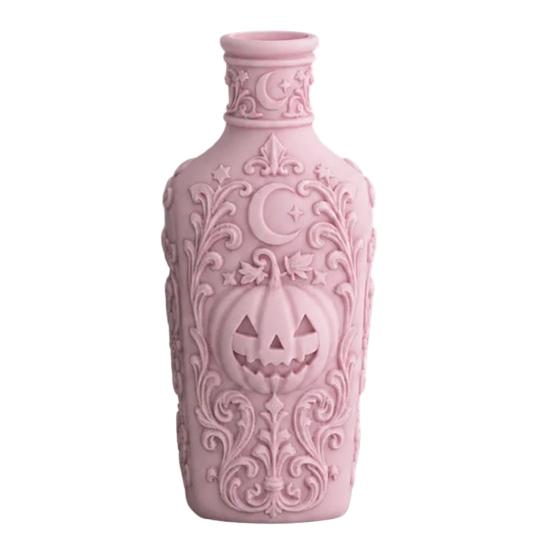 Desktop Ornament for Display Halloween Gothic Pumpkin Vase, 3D Printed Moon Star Embossed Potion Bottle Unique Collectibles Tabletop Ornament,