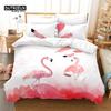 Soft Flamingo 3D Print Bedding Set Fresh Style Cartoon Animals Green Leaves Tropical Fruit Floral Duvet Cover With Pillowcases