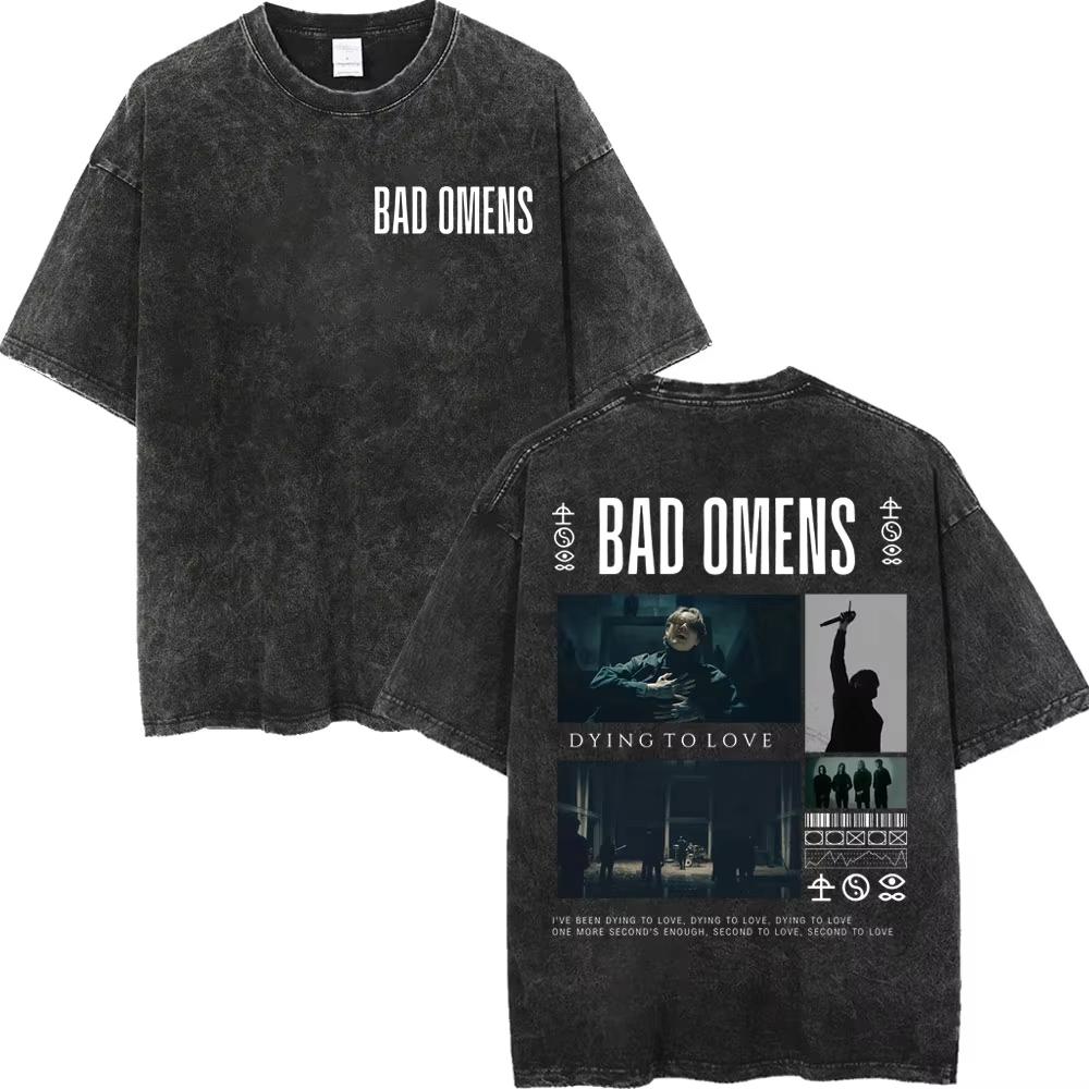 Винтажные стираные футболки рок-группы Bad Omens, готическая мода, футболки с коротким рукавом для мужчин и женщин, повседневные свободные хлопковые футболки, стритвир