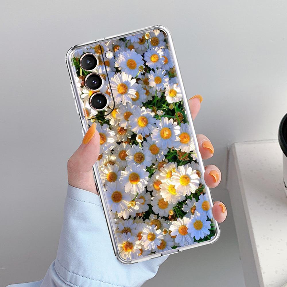 Чехол для телефона Samsung Galaxy S26 S25 S24 S23 S22 Ultra S20 S21 FE 5G Plus Мягкий прозрачный чехол Мягкий бледный маленький цветок