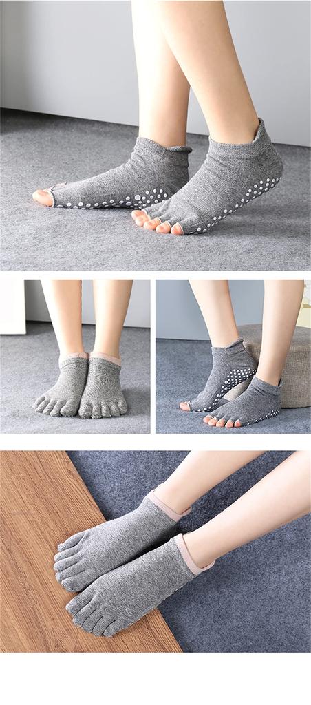 Yoga Socks with Socks for Sports and Sizes Set of 4 Win.Deeper Women's Five-Toe Non-Slip Outdoors, 22-25cm, (Set F)