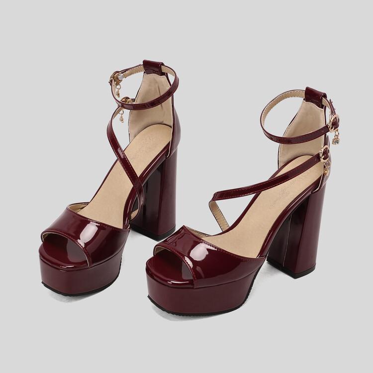 Женские туфли-лодочки на платформе, на толстом высоком каблуке с открытым носком, ремешок на щиколотке и пряжкой с кристаллами, вечерние пикантные весенне-осенние туфли, черный, белый цвет