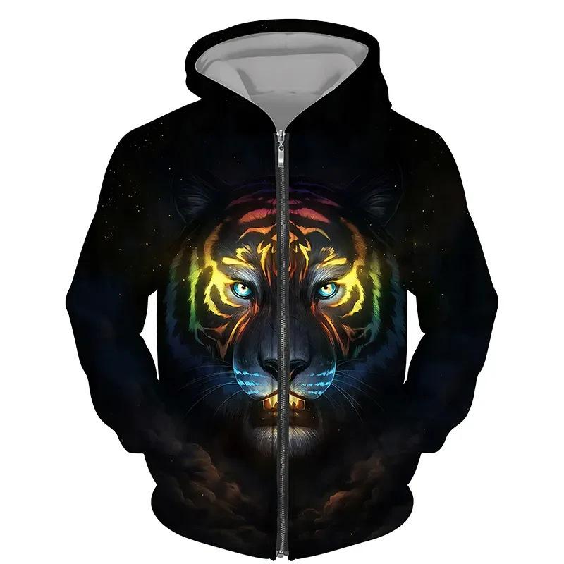 Куртка с принтом тигра и животных больших размеров, мужская толстовка с капюшоном, толстовка на молнии, кардиган, спортивная одежда в стиле ретро, пальто
