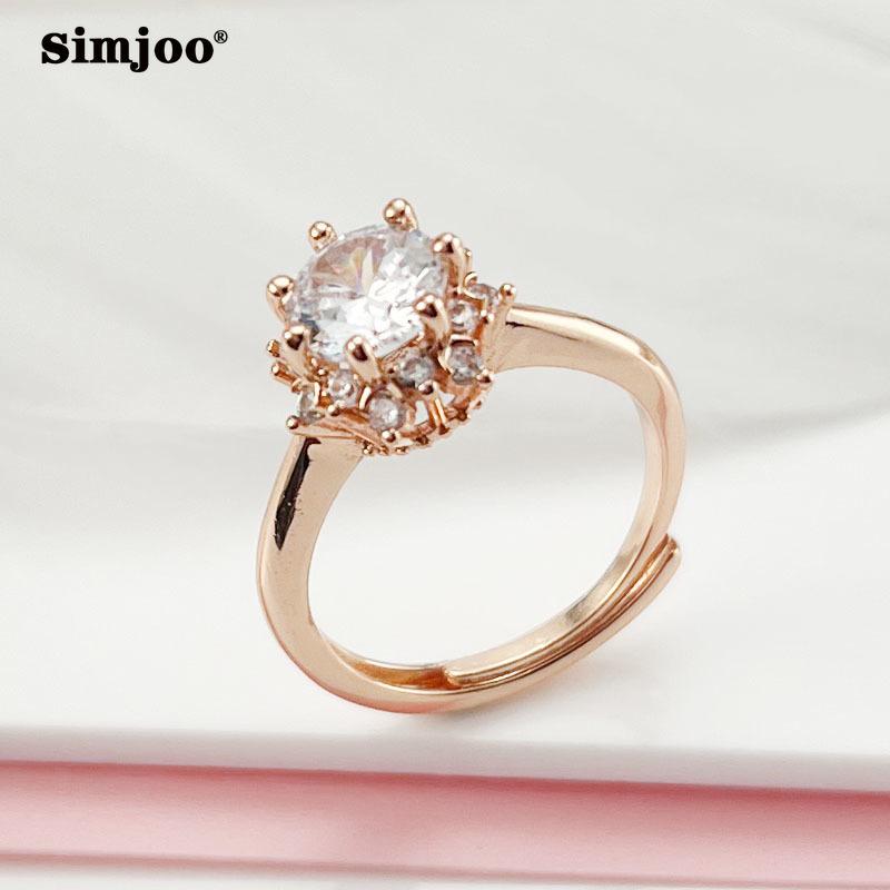 SIMJOO Personalized Rose Gold Ring High Sense Opening Ring Wedding Jewelry