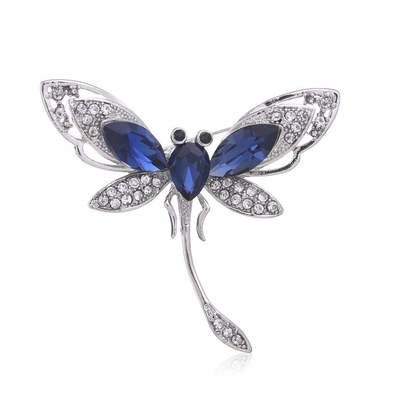 Temperament Dragonfly Brooch Female Retro Crystal Insect Brooch Temperament Pin Trendy Atmospheric Clothing Accessories