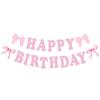 Bow Theme Happy Birthday Banner Paper Backdrop Decor New Hanging Garland  Party Supplies