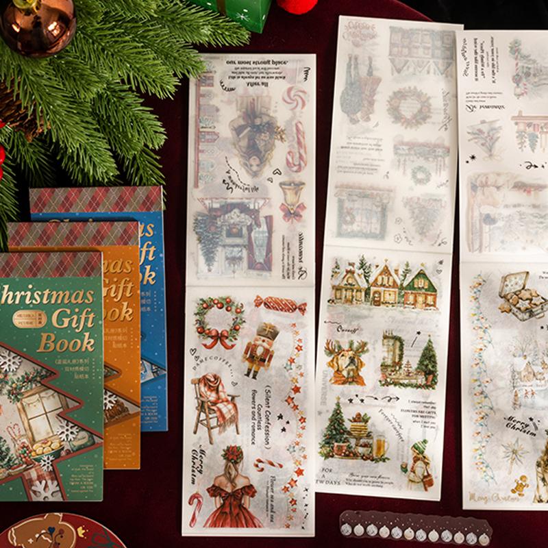 18 Sheets/Bag Christmas Sticker Book Deluxe Oversize Christmas Tree Character Landscape Sticker Book Home Decoration